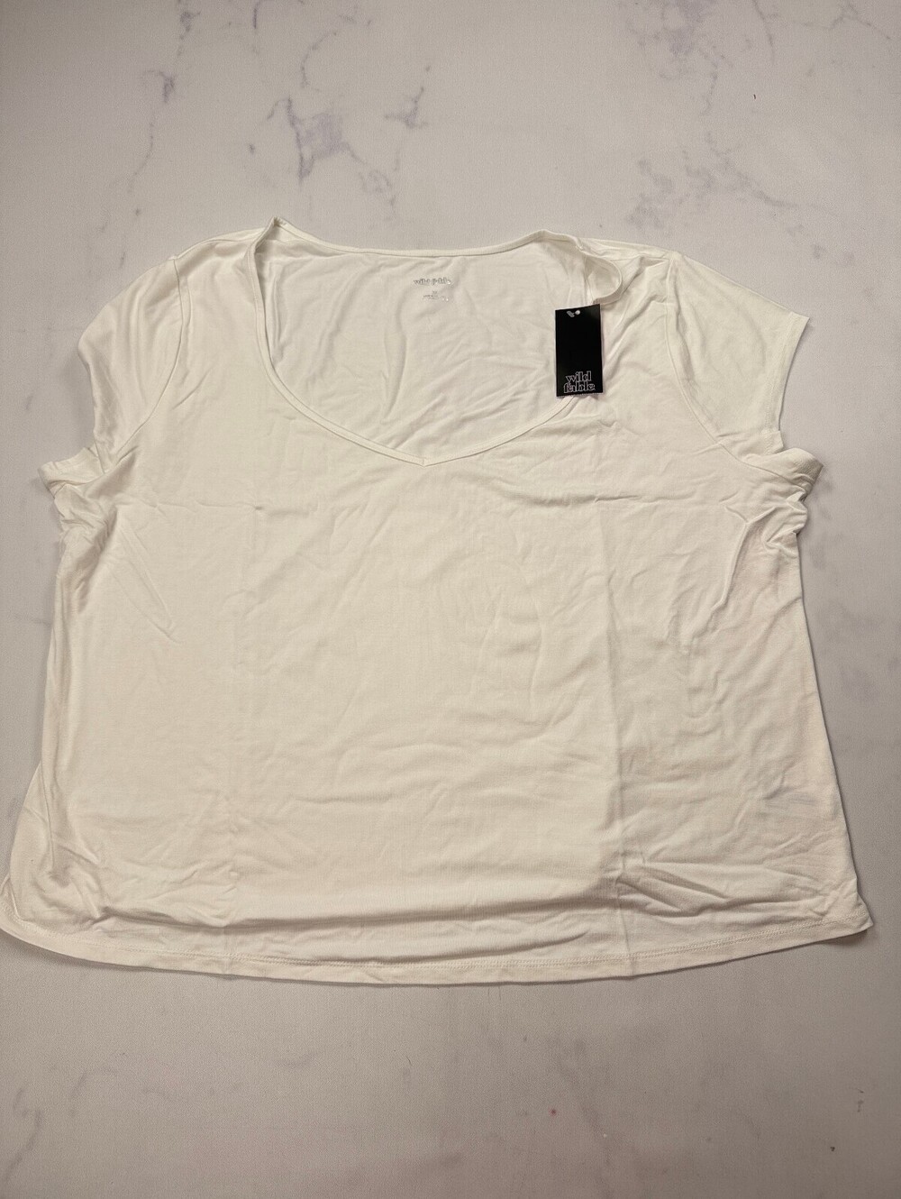 Wild Fable Blouse White 90s Minimalism Scoop Neck - Womens 3X